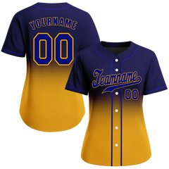 Custom Purple Yellow Fade Fashion Purple Authentic Baseball Jersey