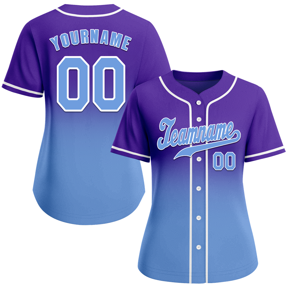 Custom Purple Aqua Fade Fashion Aqua Authentic Baseball Jersey