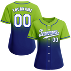 Custom Green Blue Fade Fashion White Authentic Baseball Jersey