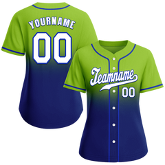 Custom Green Blue Fade Fashion White Authentic Baseball Jersey