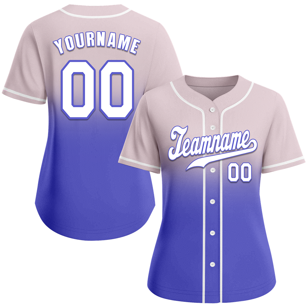 Custom Grey Purple Fade Fashion White Authentic Baseball Jersey
