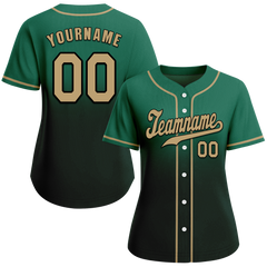 Custom Green Black Fade Fashion Grey Authentic Baseball Jersey