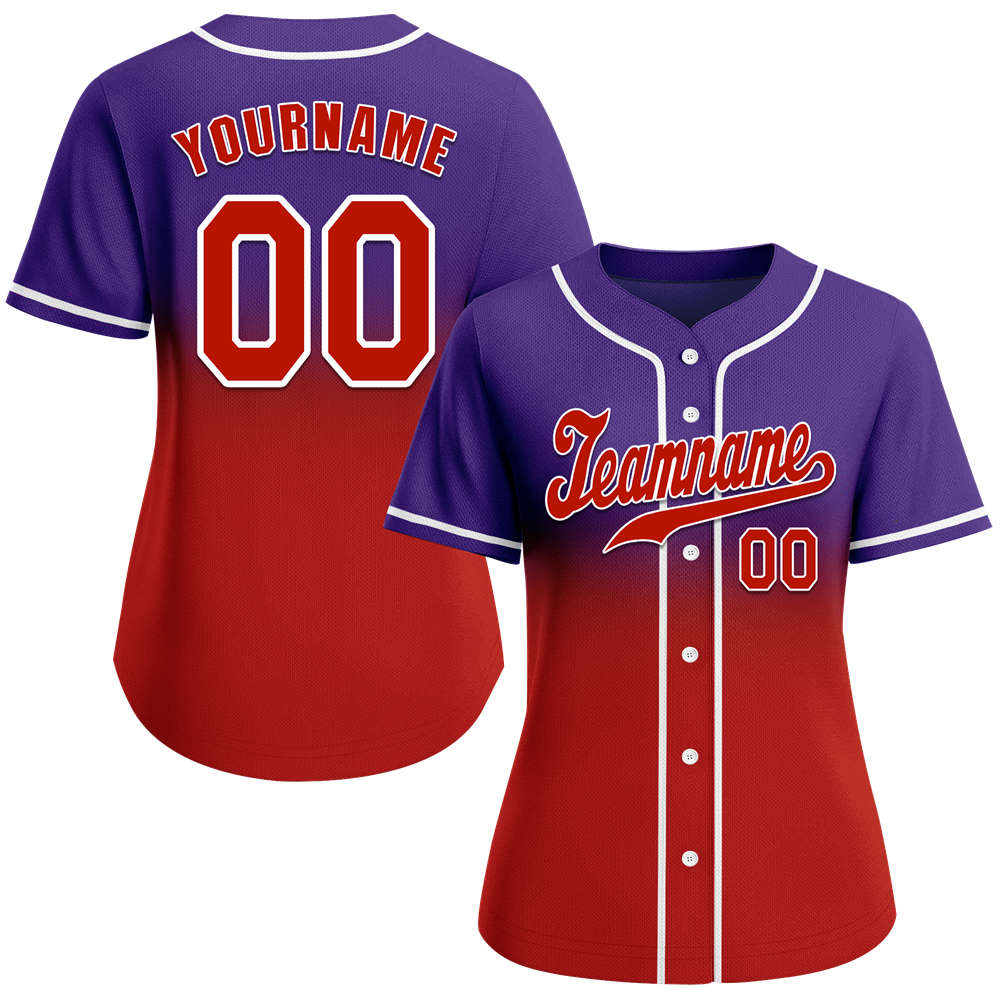 Custom Purple Red Fade Fashion Red Authentic Baseball Jersey