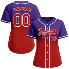 Custom Purple Red Fade Fashion Red Authentic Baseball Jersey