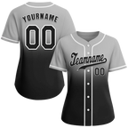 Custom Grey Black Fade Fashion Black Authentic Baseball Jersey