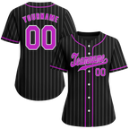 Custom Black Stripe Fashion Purple Authentic Baseball Jersey