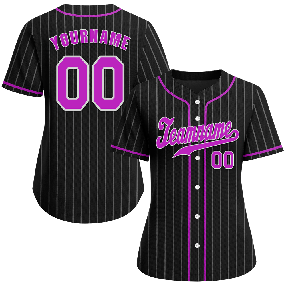 Custom Black Stripe Fashion Purple Authentic Baseball Jersey