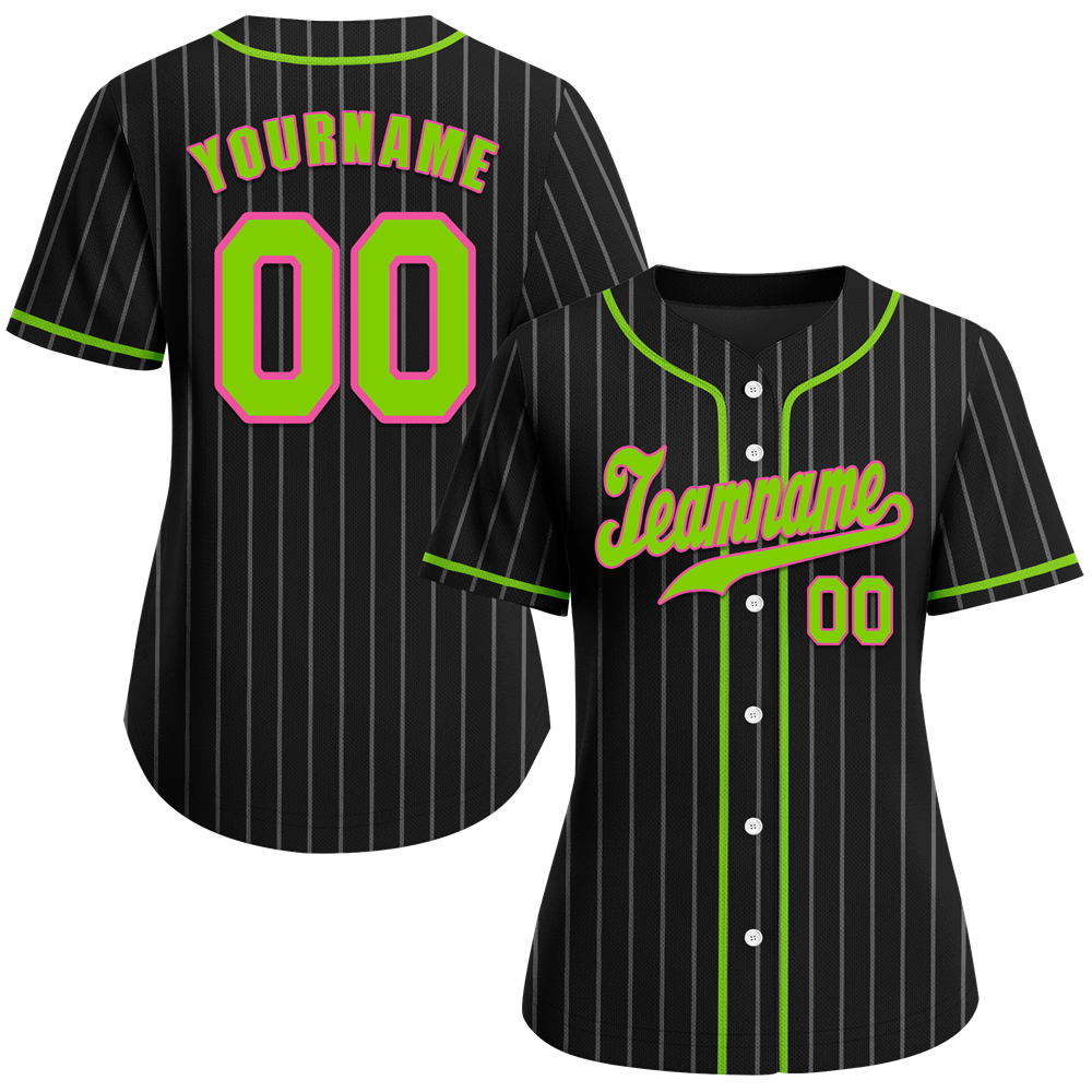 Custom Black Stripe Fashion Green Authentic Baseball Jersey
