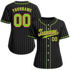 Custom Black Stripe Fashion Green Authentic Baseball Jersey