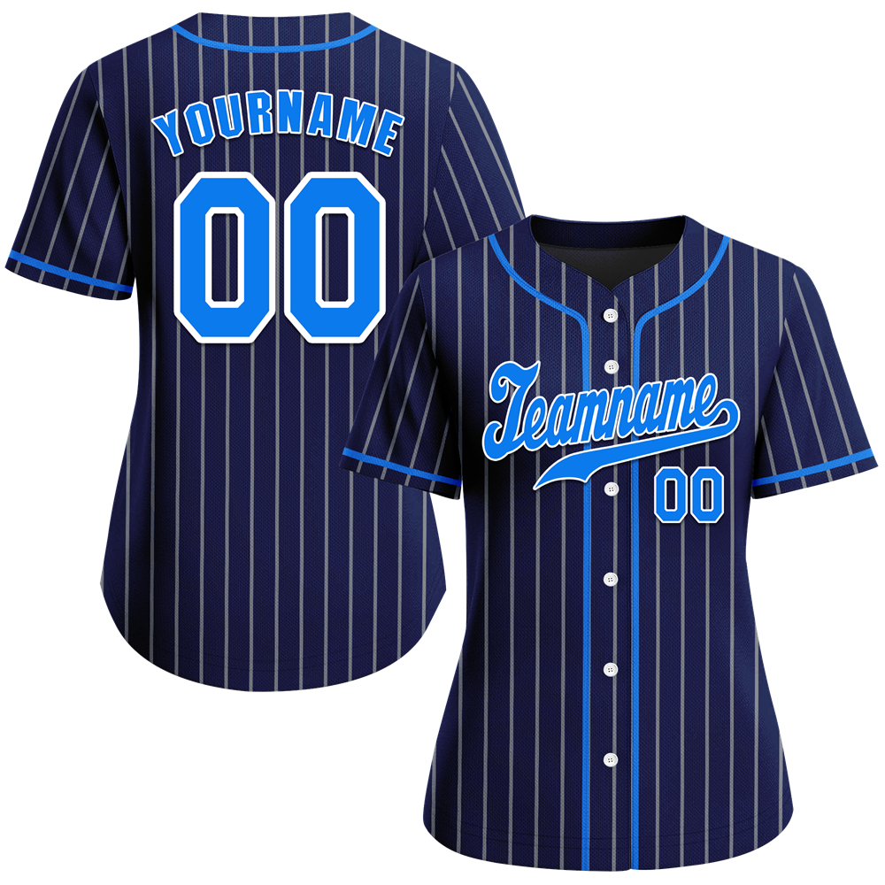 Custom Blue Stripe Fashion Aqua Authentic Baseball Jersey
