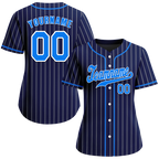 Custom Blue Stripe Fashion Aqua Authentic Baseball Jersey