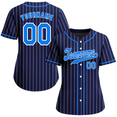 Custom Blue Stripe Fashion Aqua Authentic Baseball Jersey