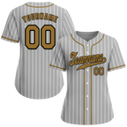 Custom Grey Stripe Fashion Orange Authentic Baseball Jersey