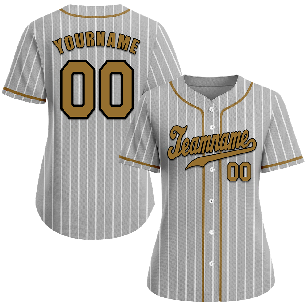 Custom Grey Stripe Fashion Orange Authentic Baseball Jersey