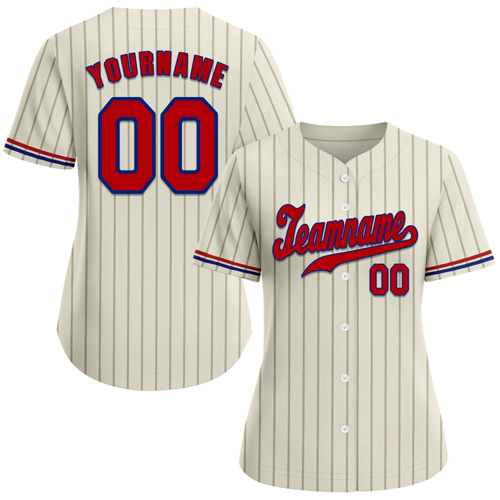 Custom White Stripe Fashion Red Authentic Baseball Jersey