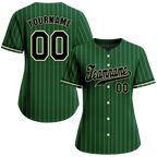 Custom Green Stripe Fashion Black Authentic Baseball Jersey