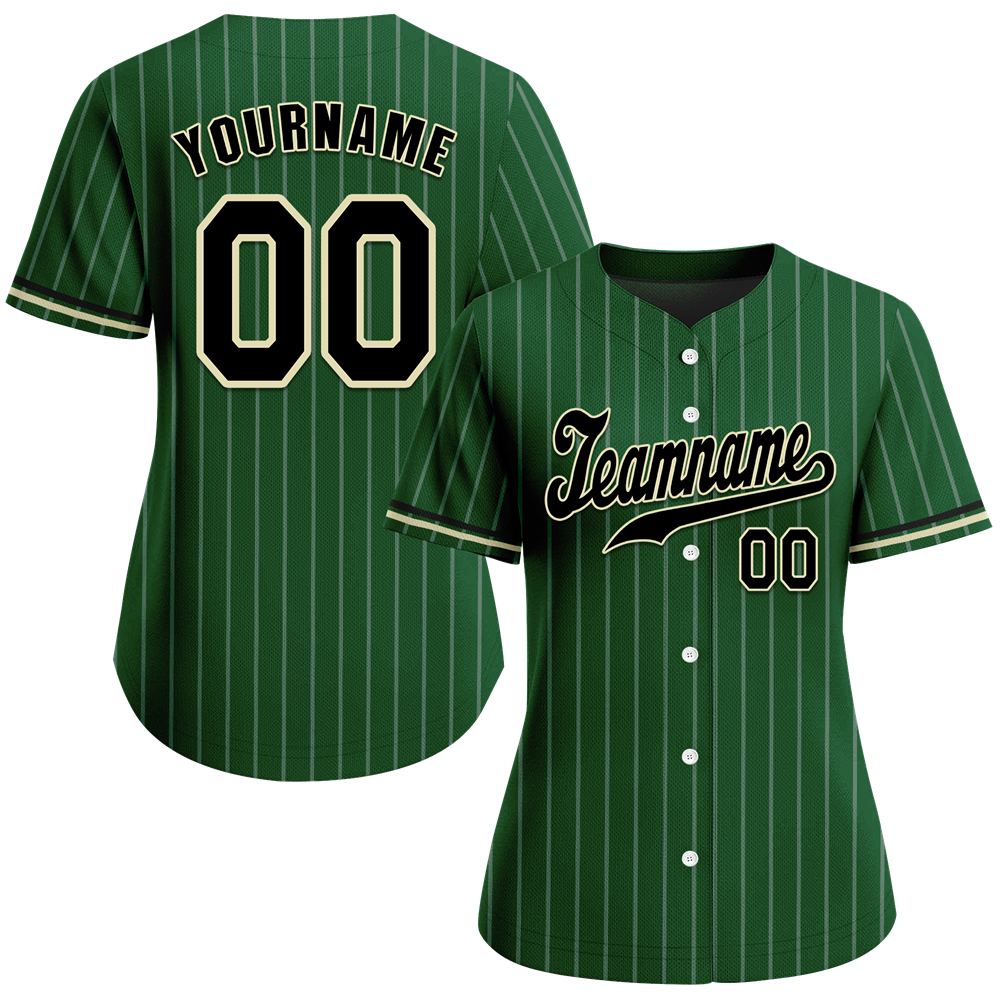 Custom Green Stripe Fashion Black Authentic Baseball Jersey