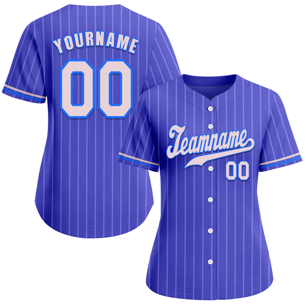 Custom Blue Stripe Fashion Grey Authentic Baseball Jersey