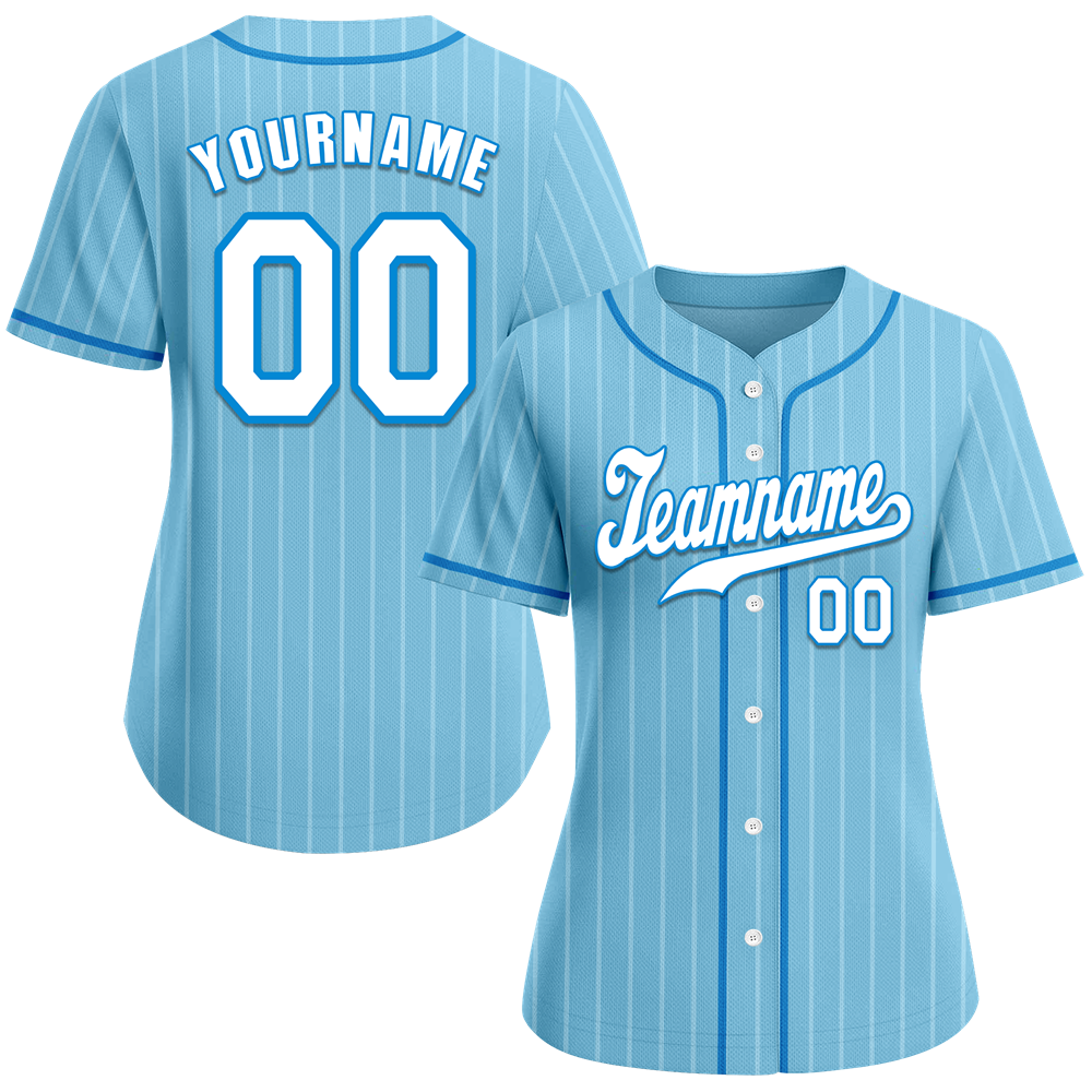 Custom Aqua Stripe Fashion White Authentic Baseball Jersey