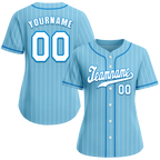 Custom Aqua Stripe Fashion White Authentic Baseball Jersey