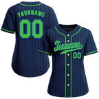 Custom Blue Stripe Fashion Green Authentic Baseball Jersey