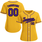Custom Yellow Stripe Fashion Purple Authentic Baseball Jersey