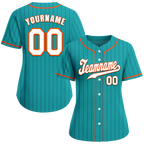Custom Aqua Stripe Fashion White Authentic Baseball Jersey