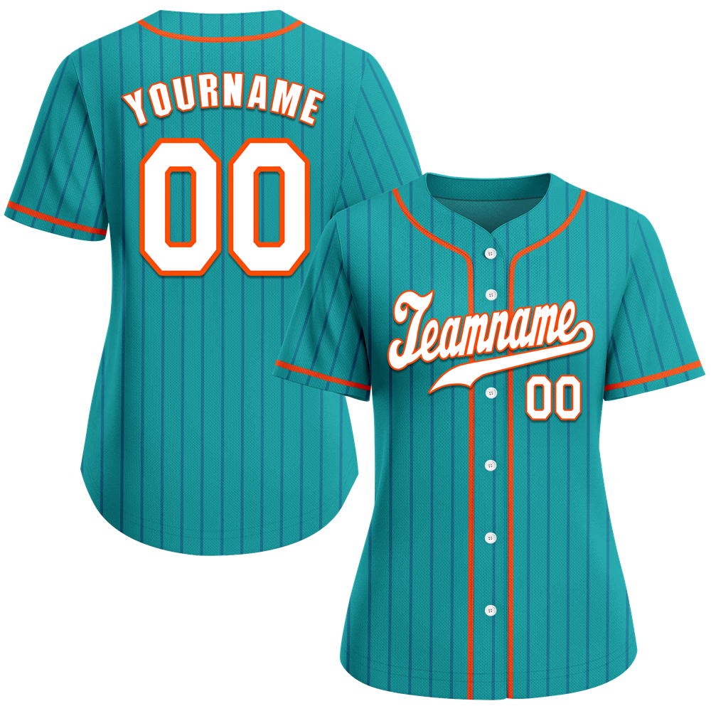 Custom Aqua Stripe Fashion White Authentic Baseball Jersey