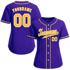 Custom Purple Stripe Fashion Yellow Authentic Baseball Jersey