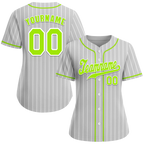 Custom Grey Stripe Fashion Green Authentic Baseball Jersey