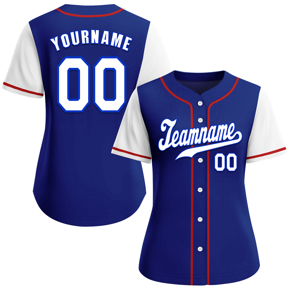 Custom Blue White Raglan Sleeves White Authentic Baseball Jersey