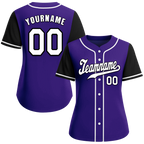 Custom Purple Black Raglan Sleeves White Authentic Baseball Jersey