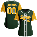 Custom Green Yellow Raglan Sleeves Yellow Authentic Baseball Jersey