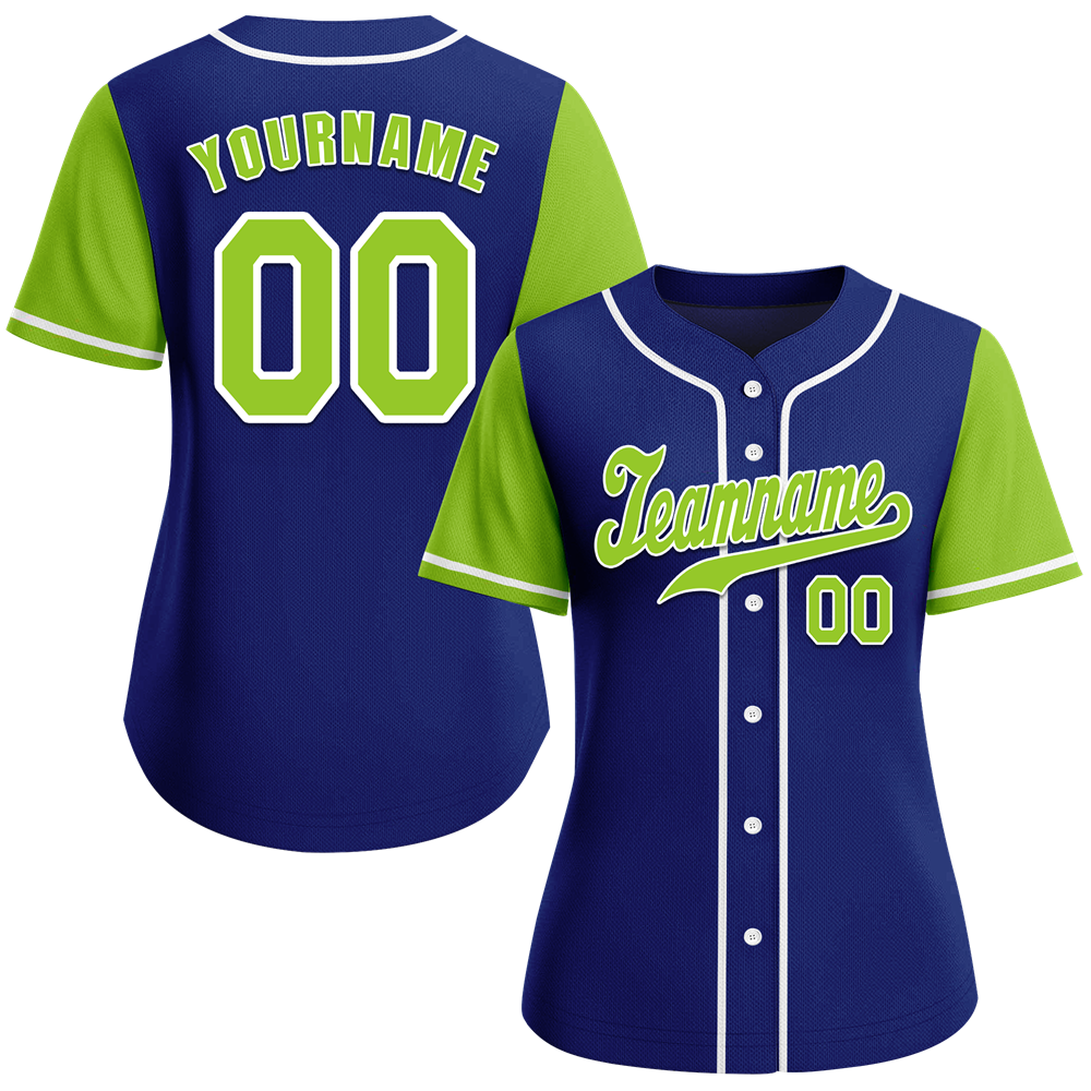 Custom Blue Green Raglan Sleeves Green Authentic Baseball Jersey