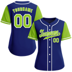 Custom Blue Green Raglan Sleeves Green Authentic Baseball Jersey