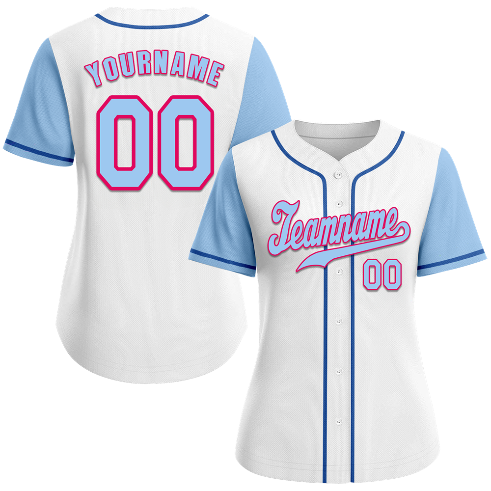 Custom White Aqua Raglan Sleeves Aqua Authentic Baseball Jersey