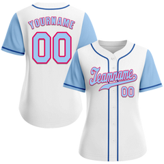 Custom White Aqua Raglan Sleeves Aqua Authentic Baseball Jersey