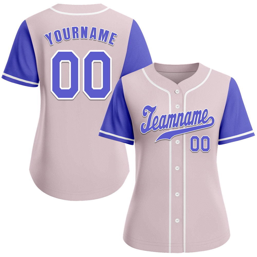 Custom Grey Blue Raglan Sleeves Blue Authentic Baseball Jersey