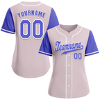Custom Grey Blue Raglan Sleeves Blue Authentic Baseball Jersey
