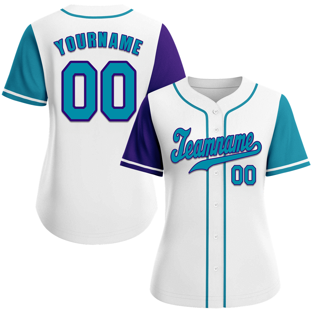 Custom White Two Tone Aqua Authentic Baseball Jersey