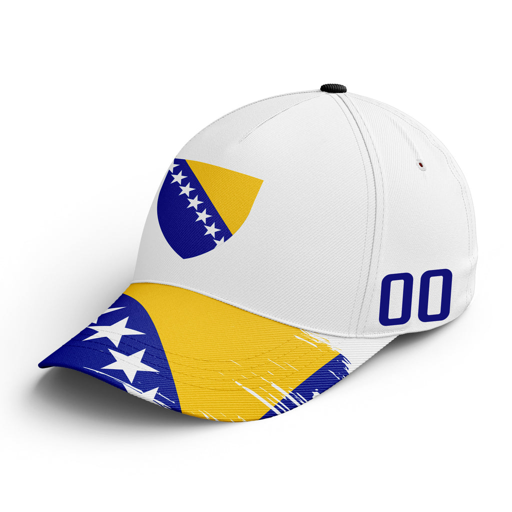 Custom Bosnia and Herzegovina 2026 World Cup High Quality Soccer Stadium Version Jersey Sneakers Sports Shoes and Hat Combo Offer Personalized Team Name and Logo ZH-F007062-002