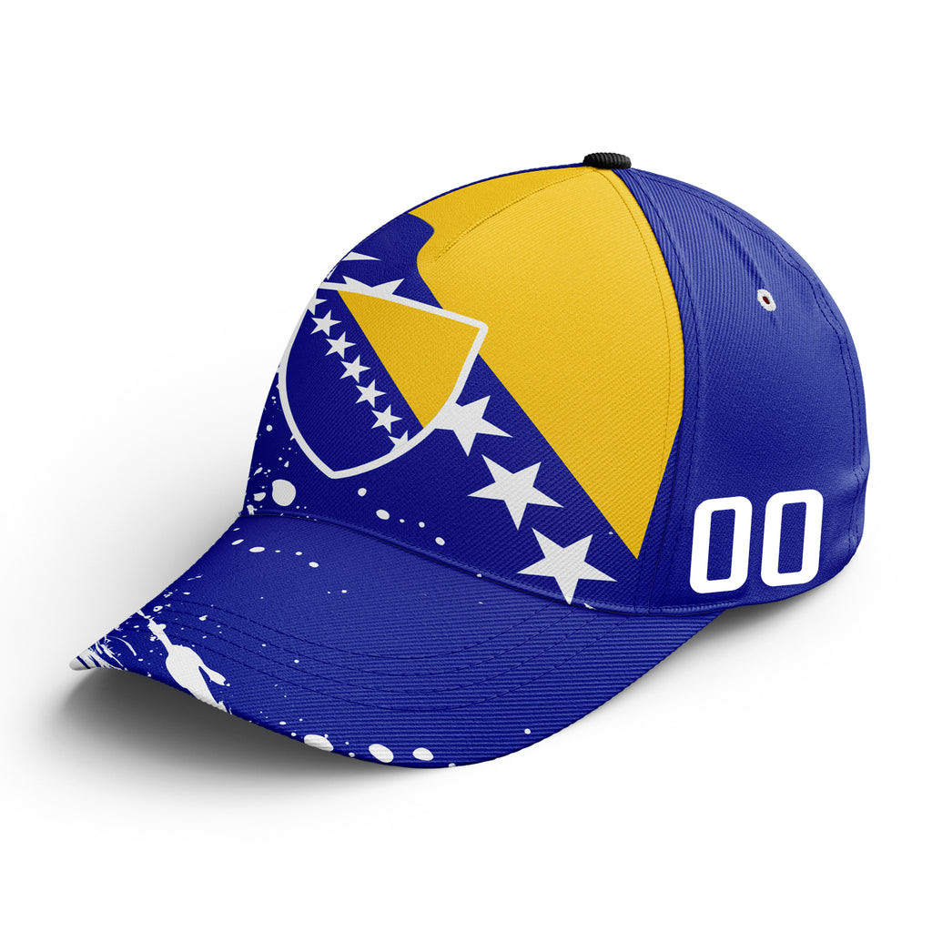 Custom Bosnia and Herzegovina 2026 World Cup High Quality Soccer Stadium Version Jersey Sneakers Sports Shoes and Hat Combo Offer Personalized Team Name and Logo ZH-F007062-004