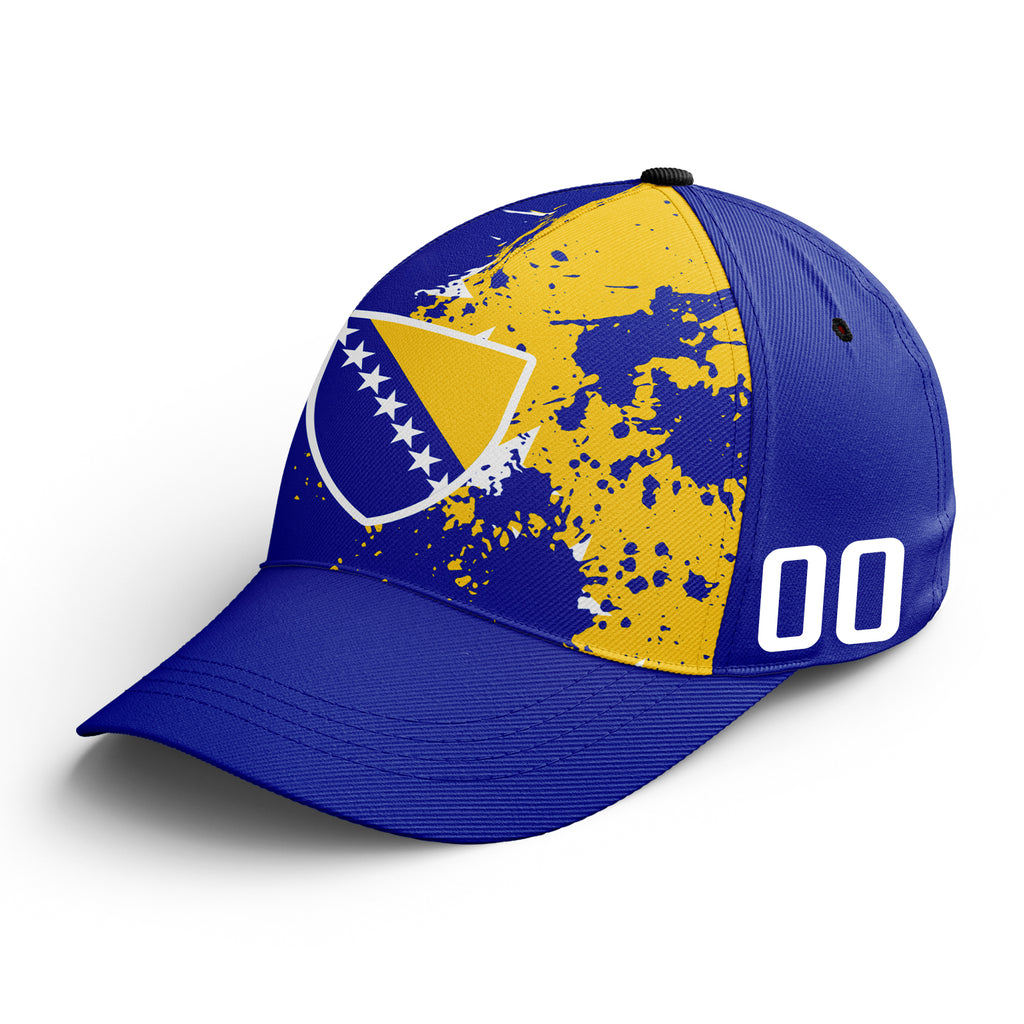 Custom Bosnia and Herzegovina 2026 World Cup High Quality Soccer Stadium Version Jersey Sneakers Sports Shoes and Hat Combo Offer Personalized Team Name and Logo ZH-F007062-008