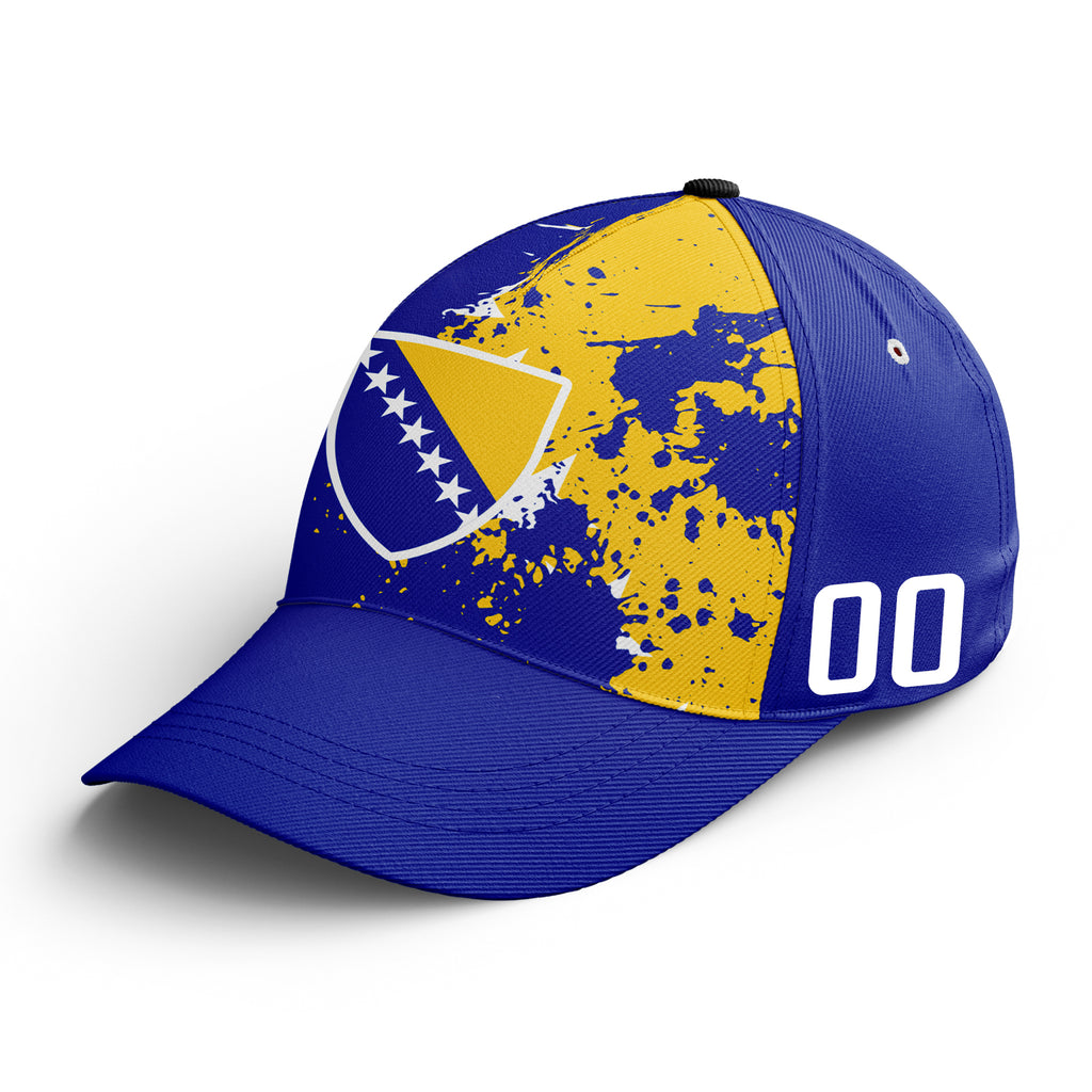 Custom Bosnia and Herzegovina 2026 World Cup High Quality Soccer Stadium Version Jersey Sneakers Sports Shoes and Hat Combo Offer Personalized Team Name and Logo ZH-F007062-008
