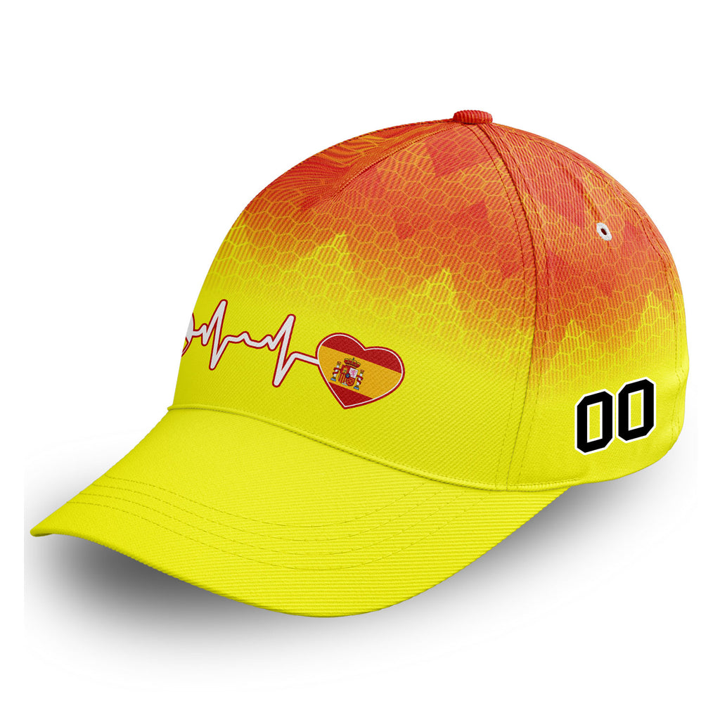 Custom 2026 World Cup Spain High Quality Soccer Stadium Version Jersey Sneakers Sports Shoes and Hat Combo Offer Personalized Team Name and Logo ZH-F025077-2