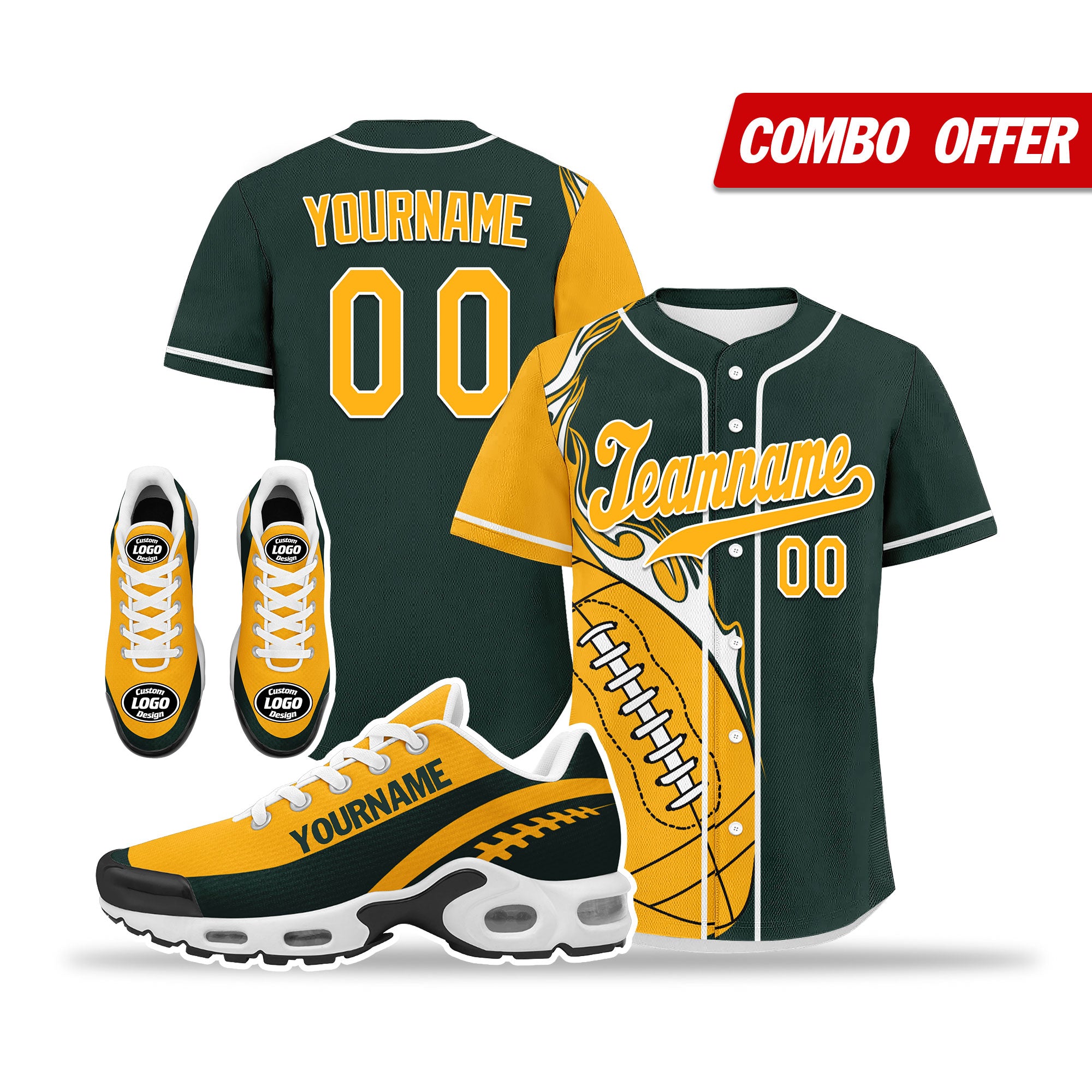 Custom Green Yellow Jersey and TN Shoes Combo Offer Personalized ZH-D0200101-13
