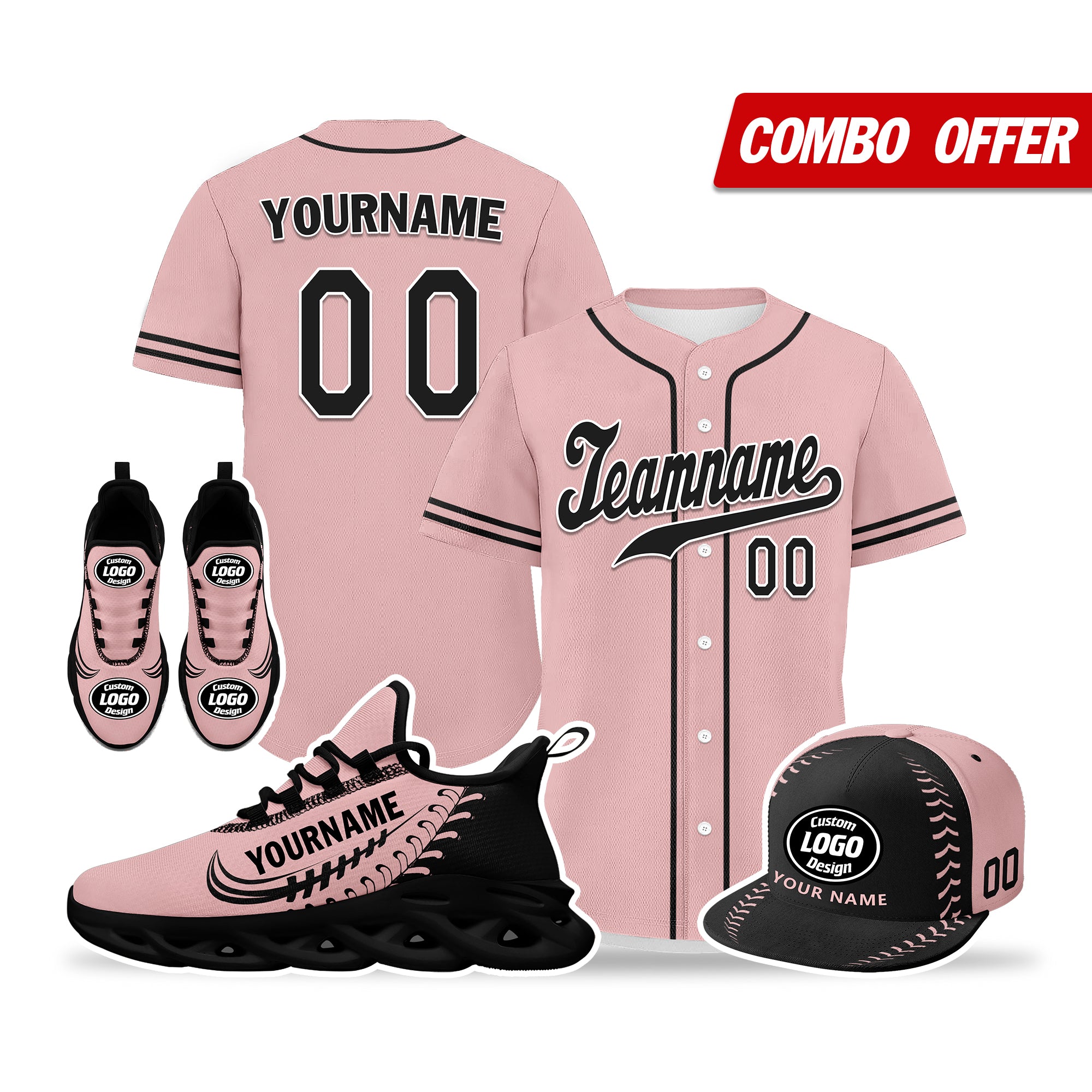 Custom Pink Jersey MaxSoul Shoes and Hat Combo Offer Personalized ZH-bd0b00e0-b8