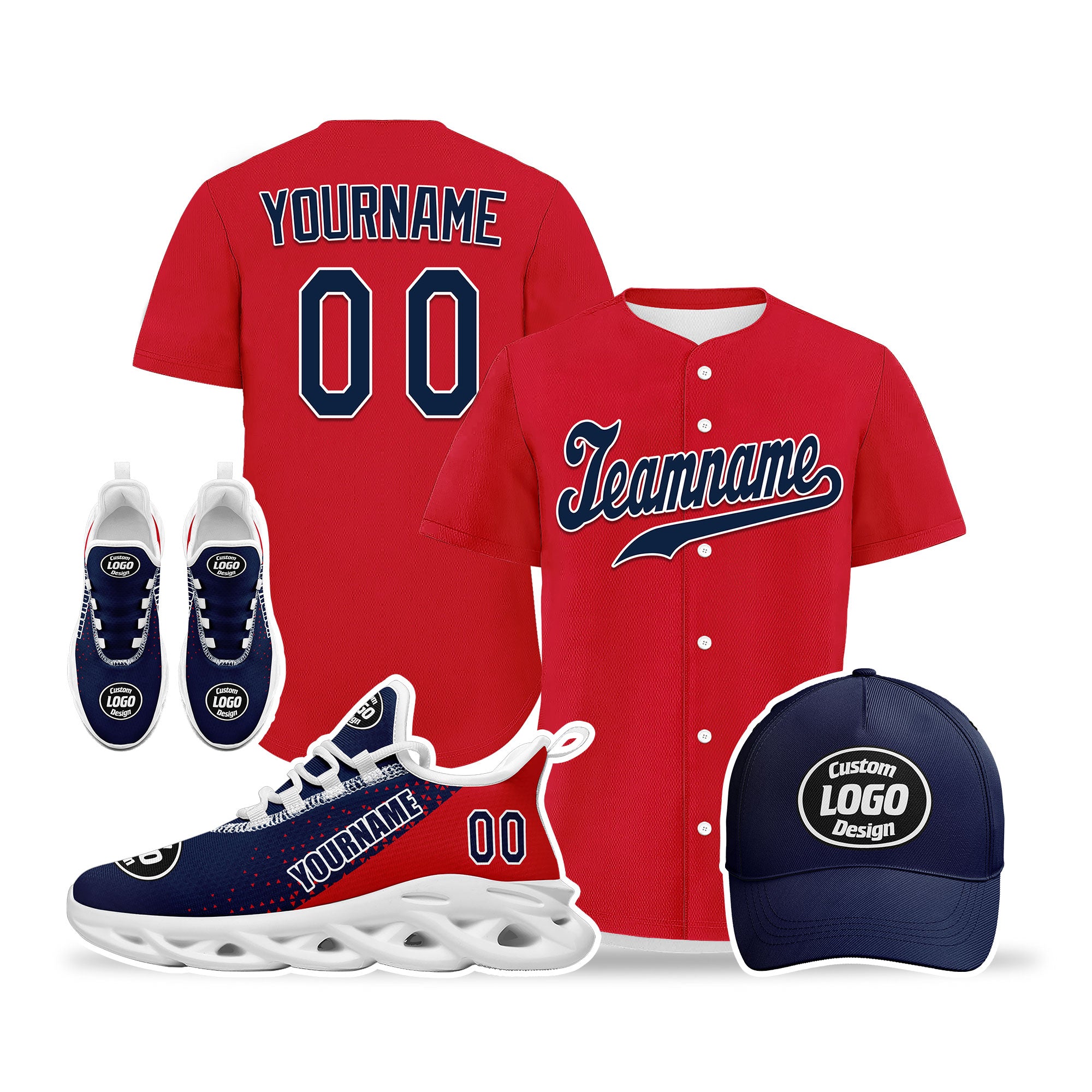 Custom Red Blue Jersey MaxSoul Shoes and Hat Combo Offer Personalized ZH-D0b008e-a