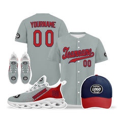 Custom Grey Red Jersey MaxSoul Shoes and Hat Combo Offer Personalized ZH-D0b0088-b