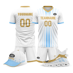 Custom White Blue Gold Jersey MaxSoul Shoes and Hat Combo Offer Personalized Combo ZH-D020234-10